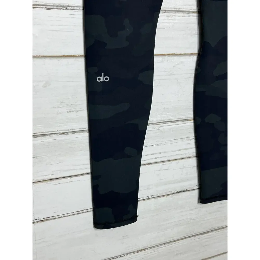 Alo Yoga Small Vapor Leggings Black Camo High Waist Full Length
